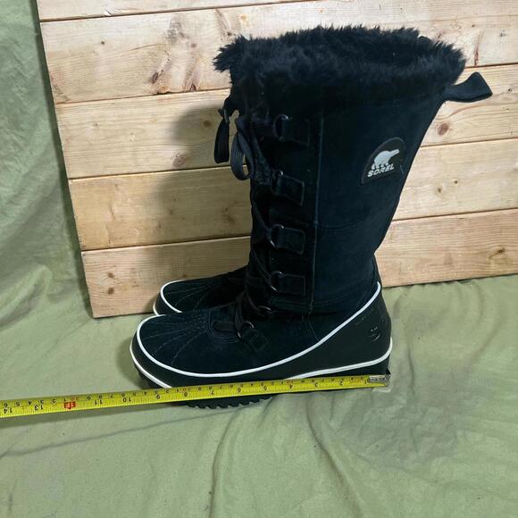 Cute Sorel Tivoli High II Black Waterproof Suede Faux Fur Boots Womens Size 8 - Picture 4 of 7